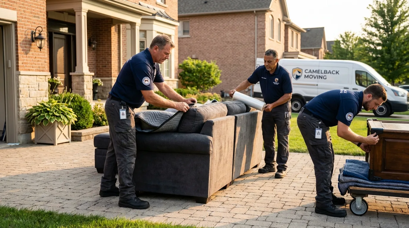 Large estate moving crew wrapping furniture in Toluca, IL